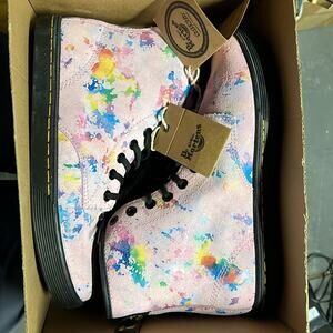 Pink confetti Doc Dr Martens convertible fold down suede NEW in box sz 7